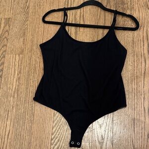 Express Black Ribbed Snap-Front Bodysuit